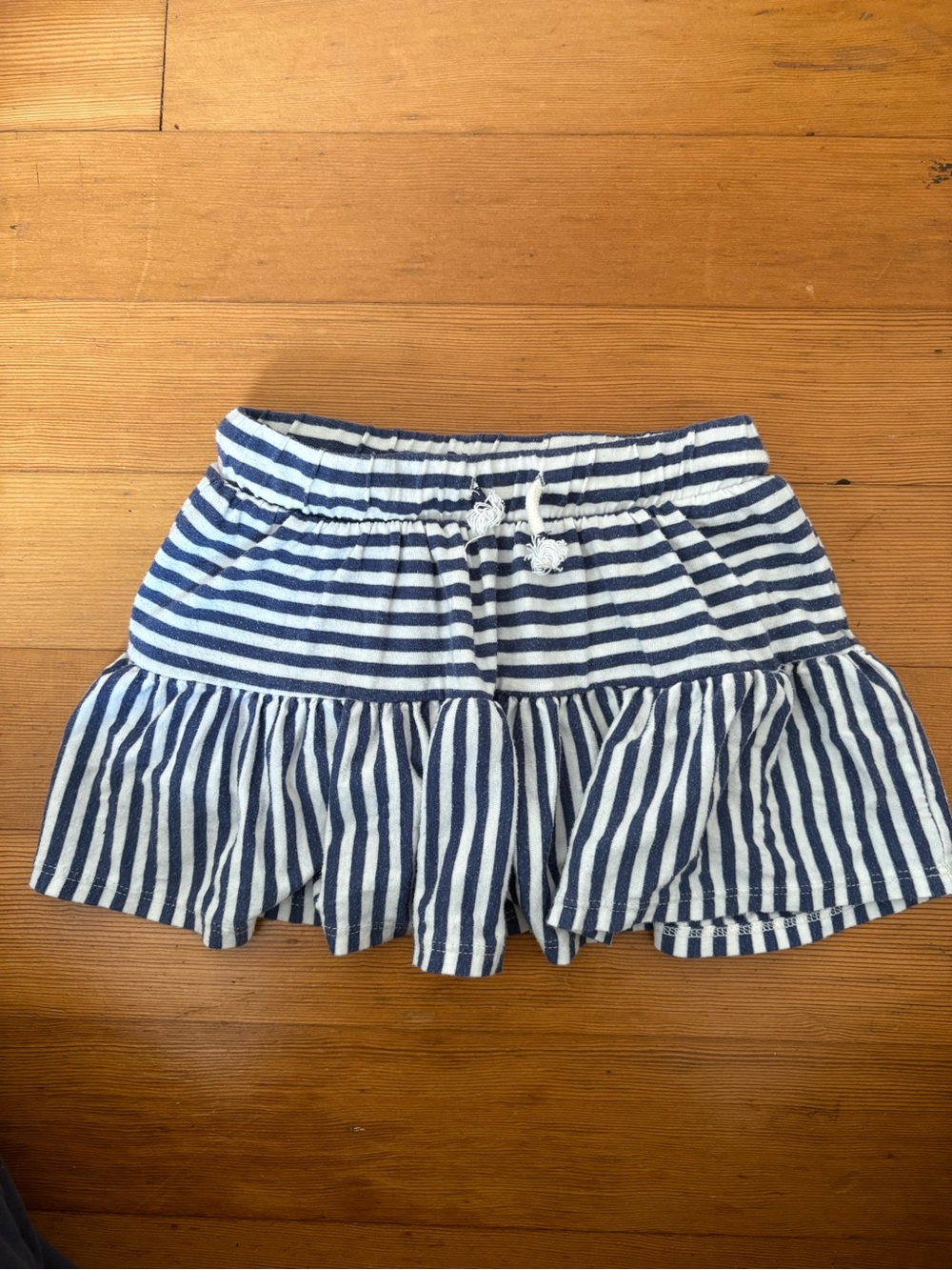 Cat & Jack Navy and White Striped Ruffle Hem Skirt